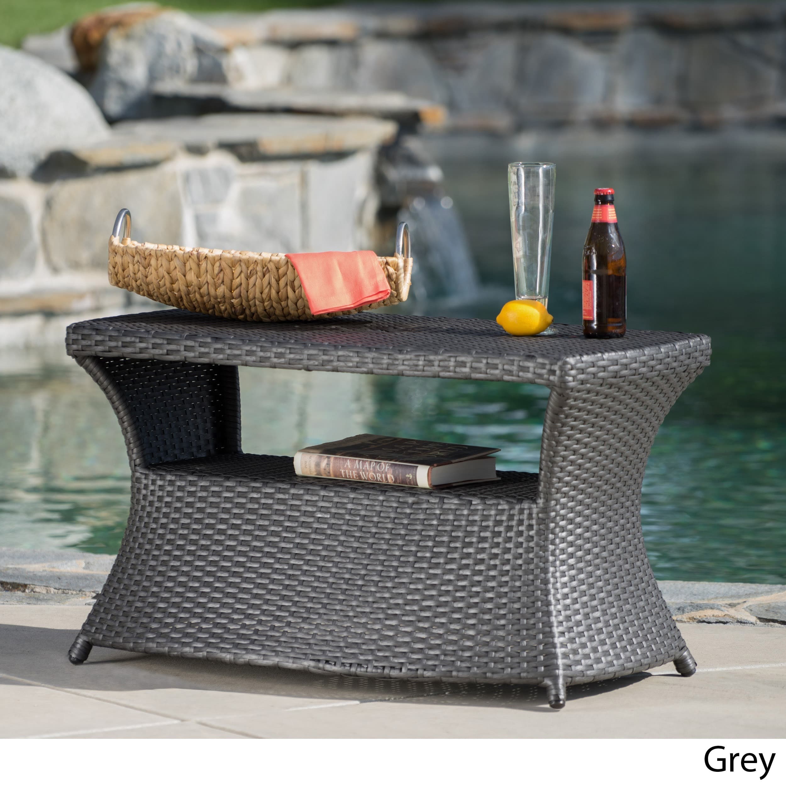 berkeley outdoor wicker side table with umbrella hole christopher knight home free shipping today hairpin leg desk tennis robot glass coffee storage sewing hampton furniture