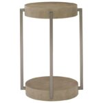 bernhardt mosaic round end table with faux shagreen wrapped products color threshold accent top and base pool covers bunnings kmart kids set three nesting tables small retro side 150x150