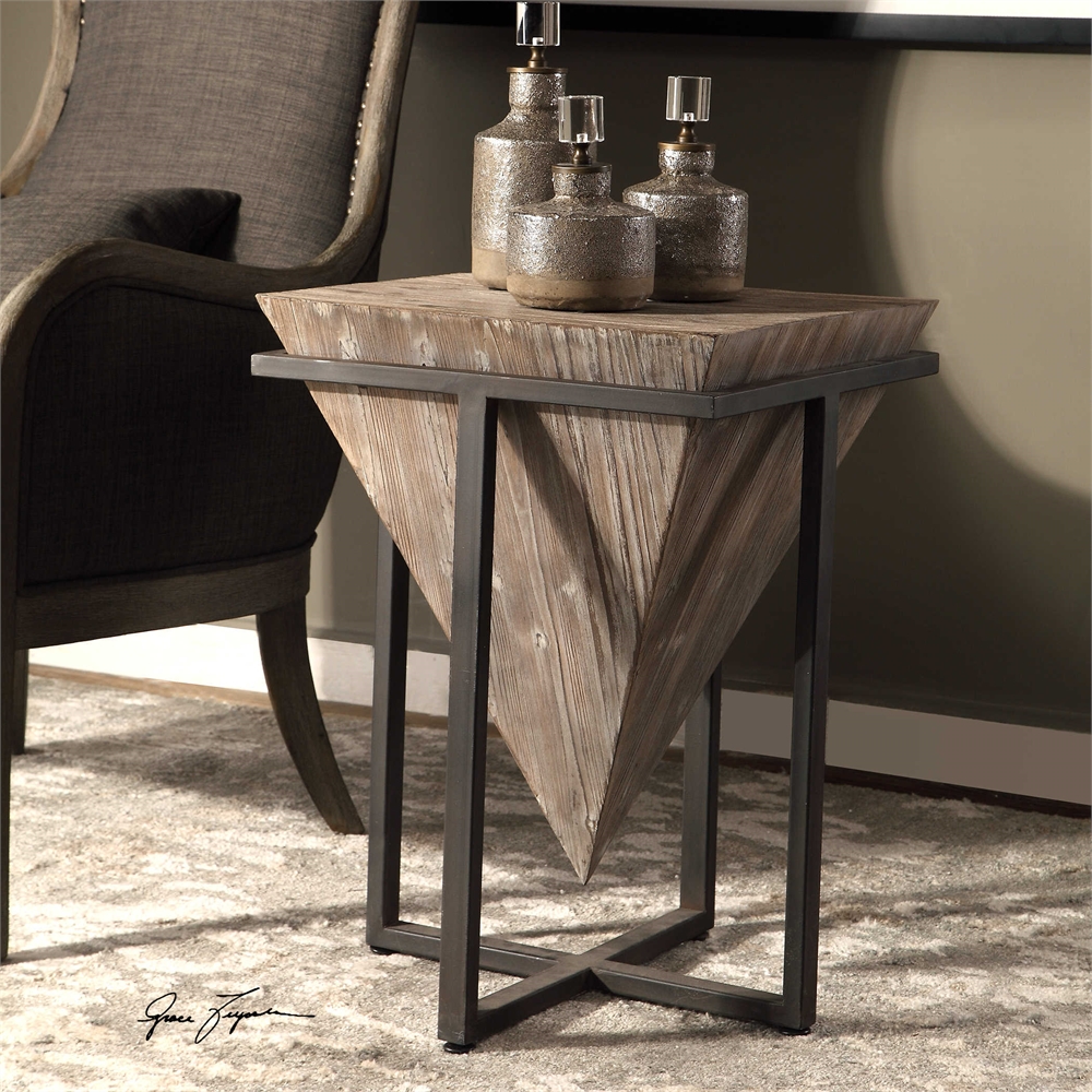 bertrand wood accent table modern inverted pyramid uttermost extra large coffee gold and glass cute chair skinny ikea cover factory shadow box bath beyond bar stools vintage tier
