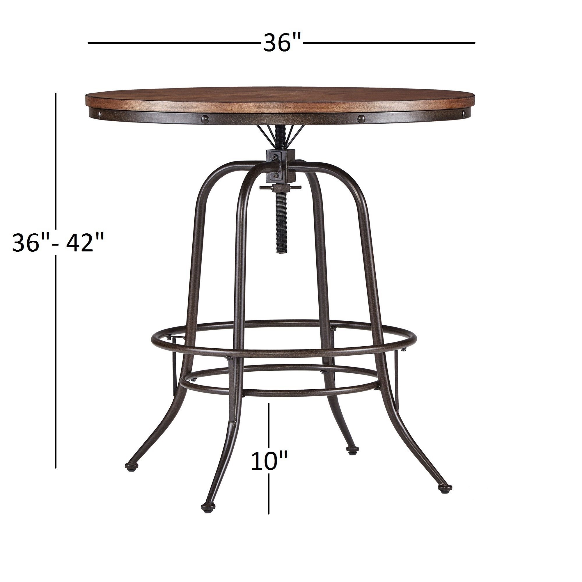 berwick iron industrial round inch adjustable counter height table tribecca home accent inspire classic free shipping today modern furniture edmonton ikea boxes for cube storage