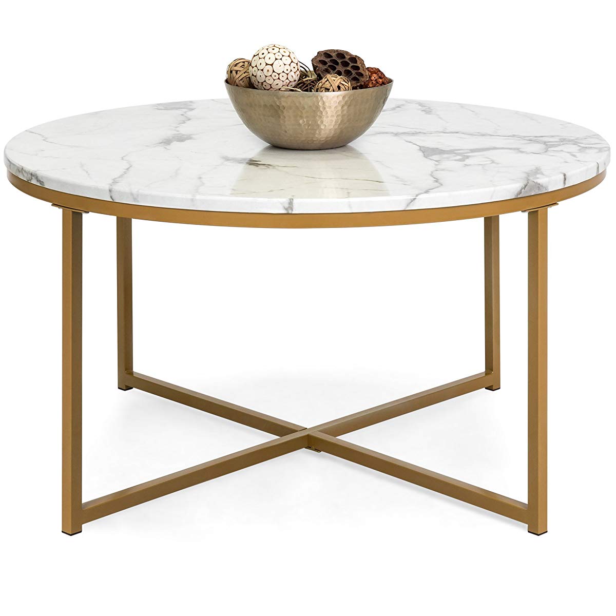 best choice products modern living room round faux marble top metal accent side table coffee white dining shabby chic chest drawers glass end patchwork armchair rod iron tables