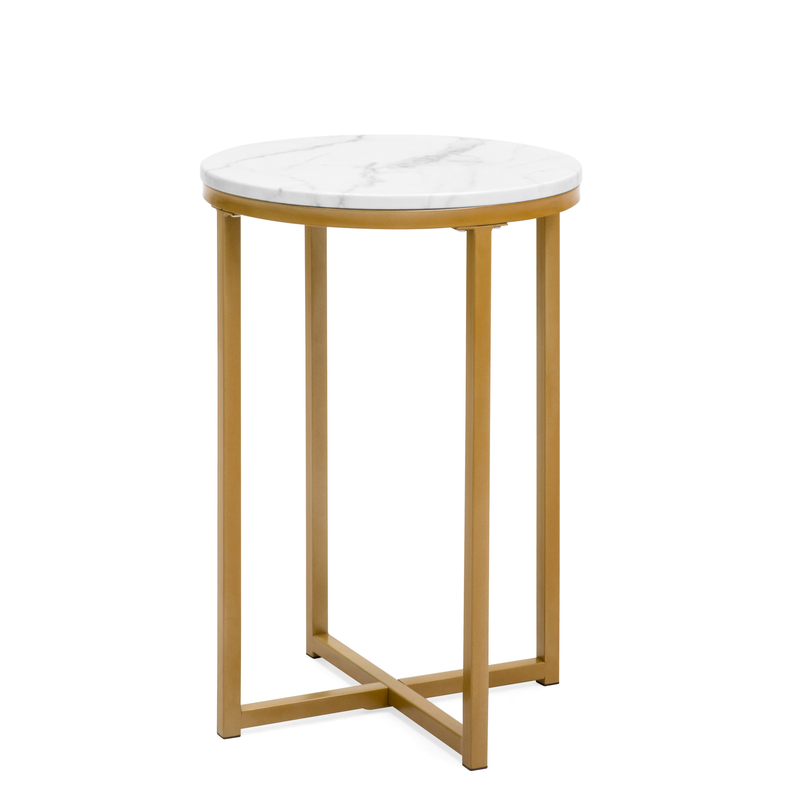 best choice products modern living room round side end accent faux marble table coffee nightstand metal frame top white gold mahogany nest tables console battery run lamps baby