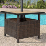 best choice products outdoor furniture wicker rattan patio umbrella stand side table for garden pool deck brown curved coffee tall metal end maple ceramic stool cherry with drawer 150x150
