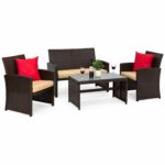 best choice products piece wicker patio furniture set outdoor side table calgary tempered glass sofas cushioned seats brown garden ikea ott acrylic with shelf clip light black and 150x150