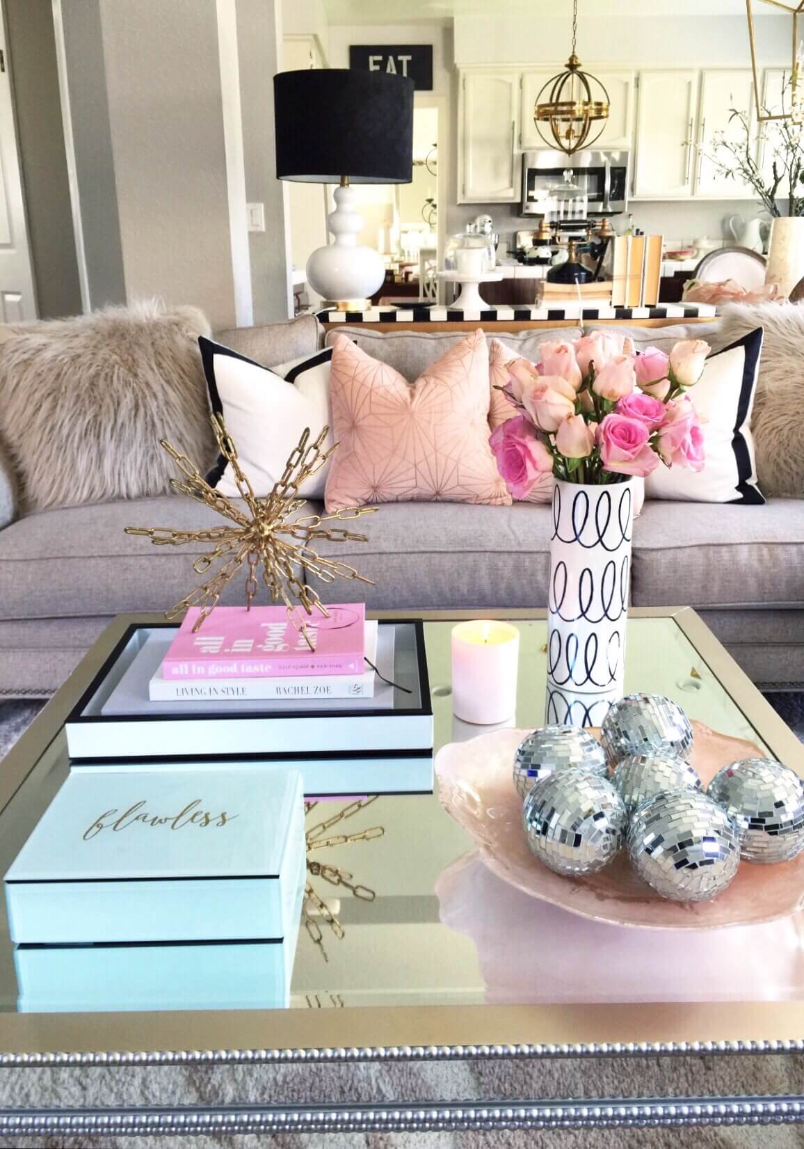 best coffee table decorating ideas and designs for homebnc pink marble accent glamorous mirrored with metallic art pottery barn bookcase turquoise furniture tables ikea very small