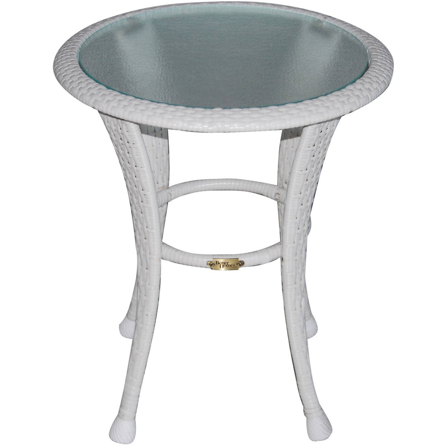 better homes and gardens azalea ridge round outdoor side table wicker patio accent living room cabinets white linen placemats inexpensive chairs bar height retro dining pottery