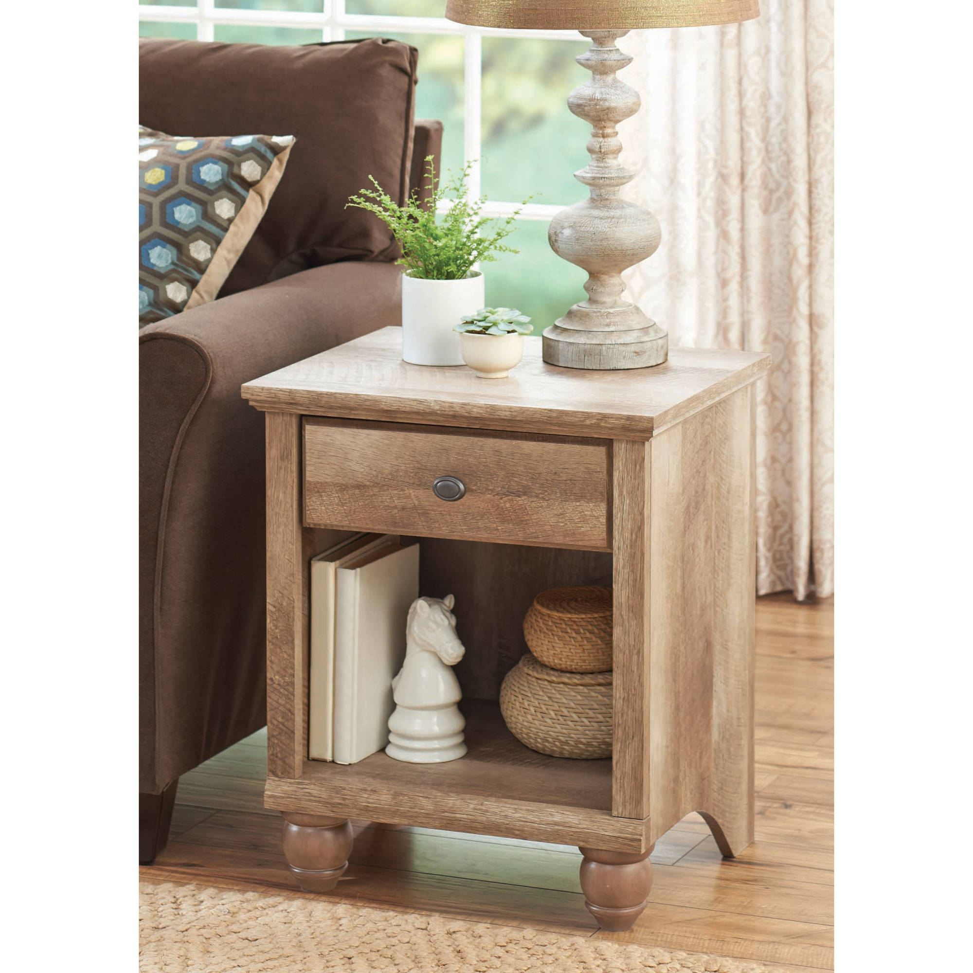 better homes gardens crossmill accent table weathered finish hadley with drawer brass hairpin legs cordless touch lamps small modern lamp farmhouse dining set argos coffee shabby