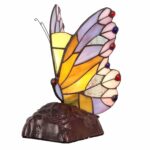 bieye inch butterfly tiffany style stained glass accent table lamp round tables for living room bronze coffee shabby chic shelves wine colored tablecloth nautical pendant lights 150x150
