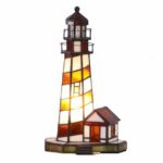 bieye inch lighthouse tiffany style stained glass accent meyda table lamps lamp night light tablecloth factory console with doors home decor accents girls desk ikea high top 150x150