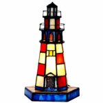 bieye inches lighthouse tiffany style stained glass accent table lamp west elm square dining skinny side antique oak small home decor accessories outdoor wood patio furniture 150x150