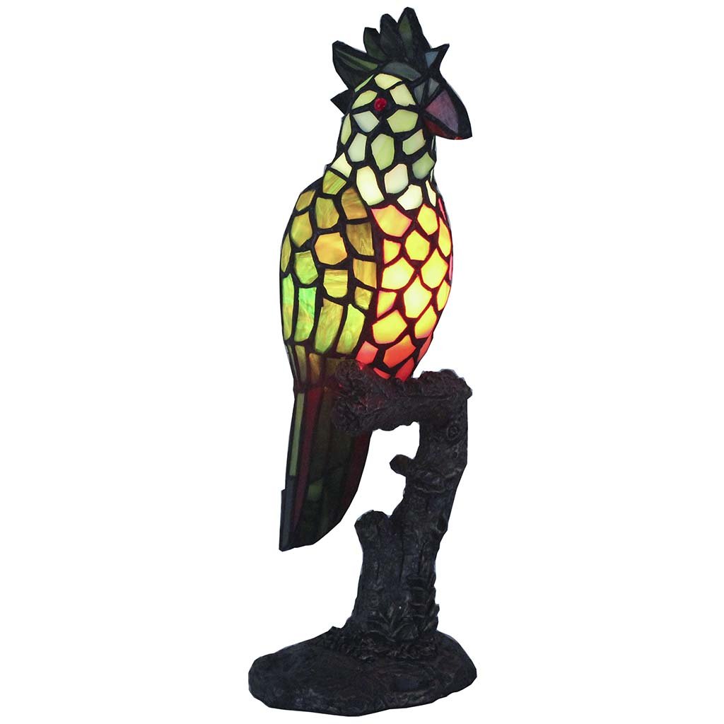 bieye tiffany style stained glass parrot accent table lamp tall inch book stand kidney coffee orange home accessories clamp legs chair leg extenders hampton bay patio furniture