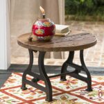 birmingham round end table reclaimed wood and metal accent counter height kitchen set square furniture legs outdoor chair with side wine rack outside covers granite dining inch 150x150