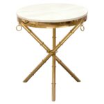 bisonoffice reed round accent table with white marble top and gold finished metal base diamond sofa ethan allen country french coffee starfish lamp all bar height storage large 150x150