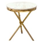 bisonoffice reed round accent table with white marble top and gold finished metal base diamond sofa venetian mirrored furniture vintage mid century modern dining set teak small 150x150