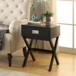 black finish modern shape accent side end table eryn nighstand with drawer kitchen dining high gloss rustic barnwood tables walnut nest ashley furniture sofa sets wrought iron 150x150