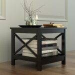 black finish wooden square chair side end table with accent phone shelf kitchen dining coffee drawers ikea west elm pillows timber outdoor setting bunnings oak furniture bench diy 150x150