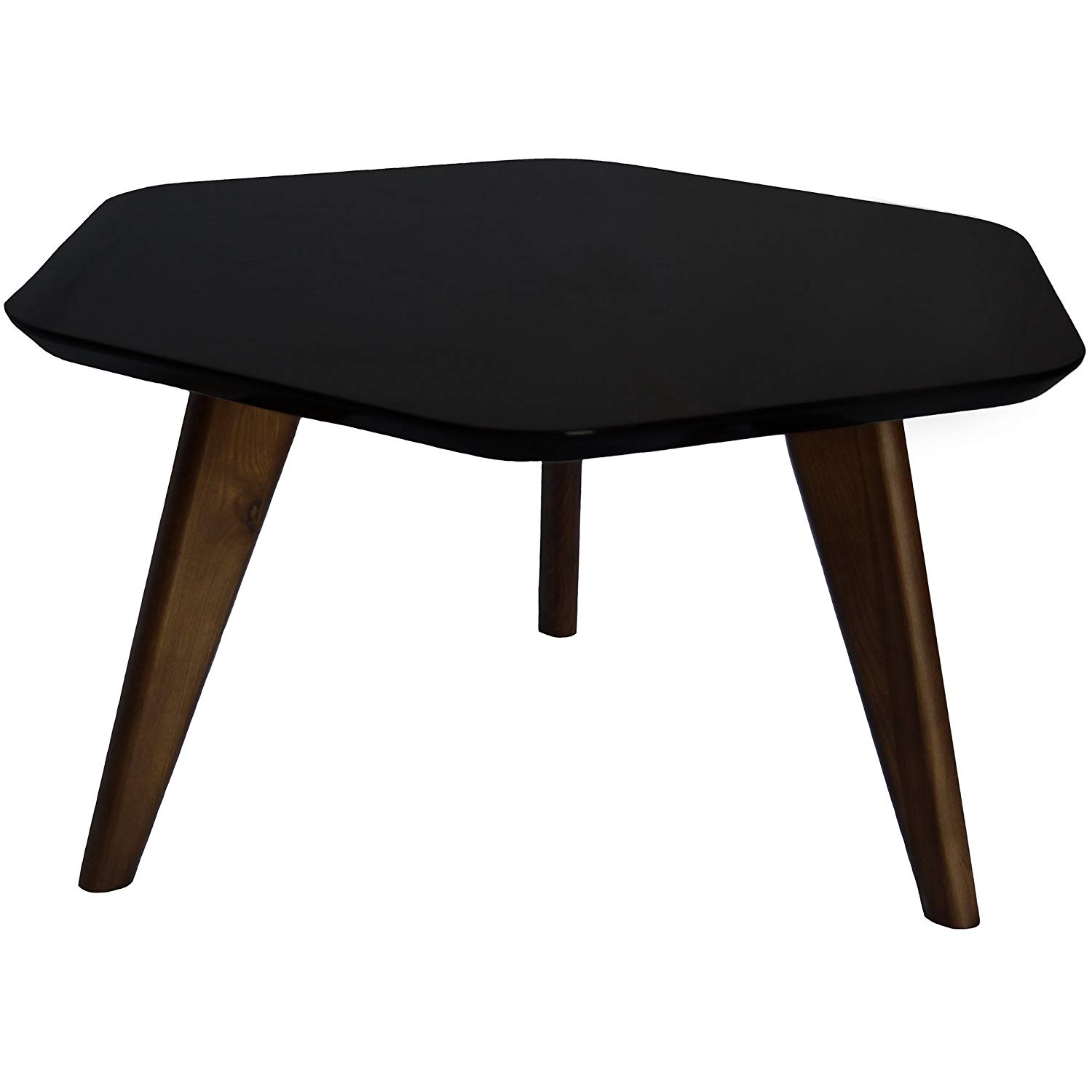 black hexagon end table modern real dark chocolate oak wood legs hardwood high gloss top accent for tables coffee office furniture clamp lamp tablecloth inch round metal patio