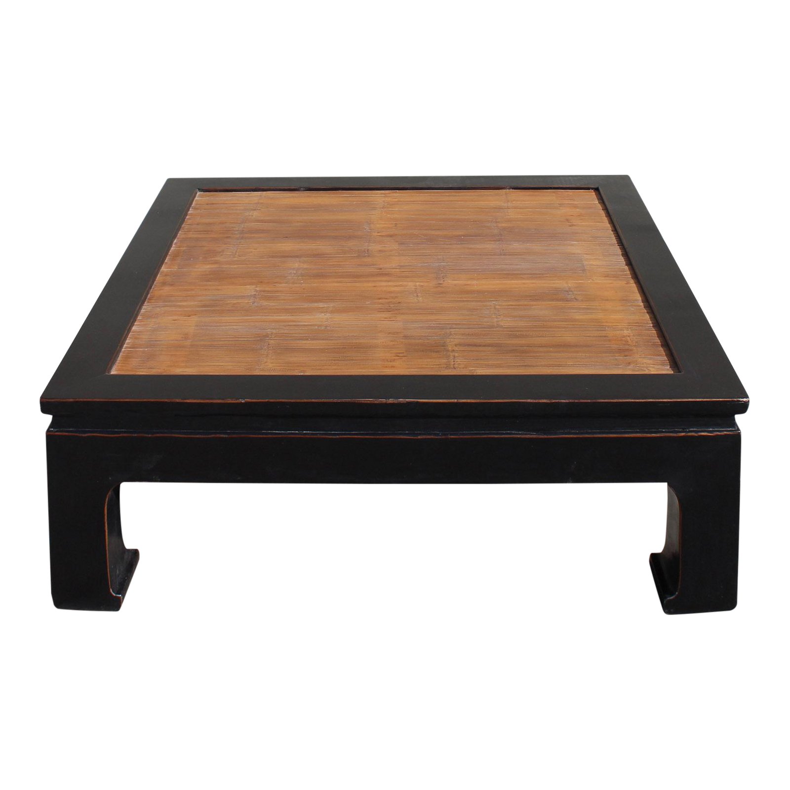 black lacquer brown bamboo strip top square curved legs coffee table accent chairish ideas inch high end navy blue counter height island kidney bean retro modern wooden designs