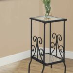black metal and tempered glass accent table monarch desk side ikea diy small wingback chair folding coffee vacuum bedroom furniture edmonton floral room essentials patio cherry 150x150