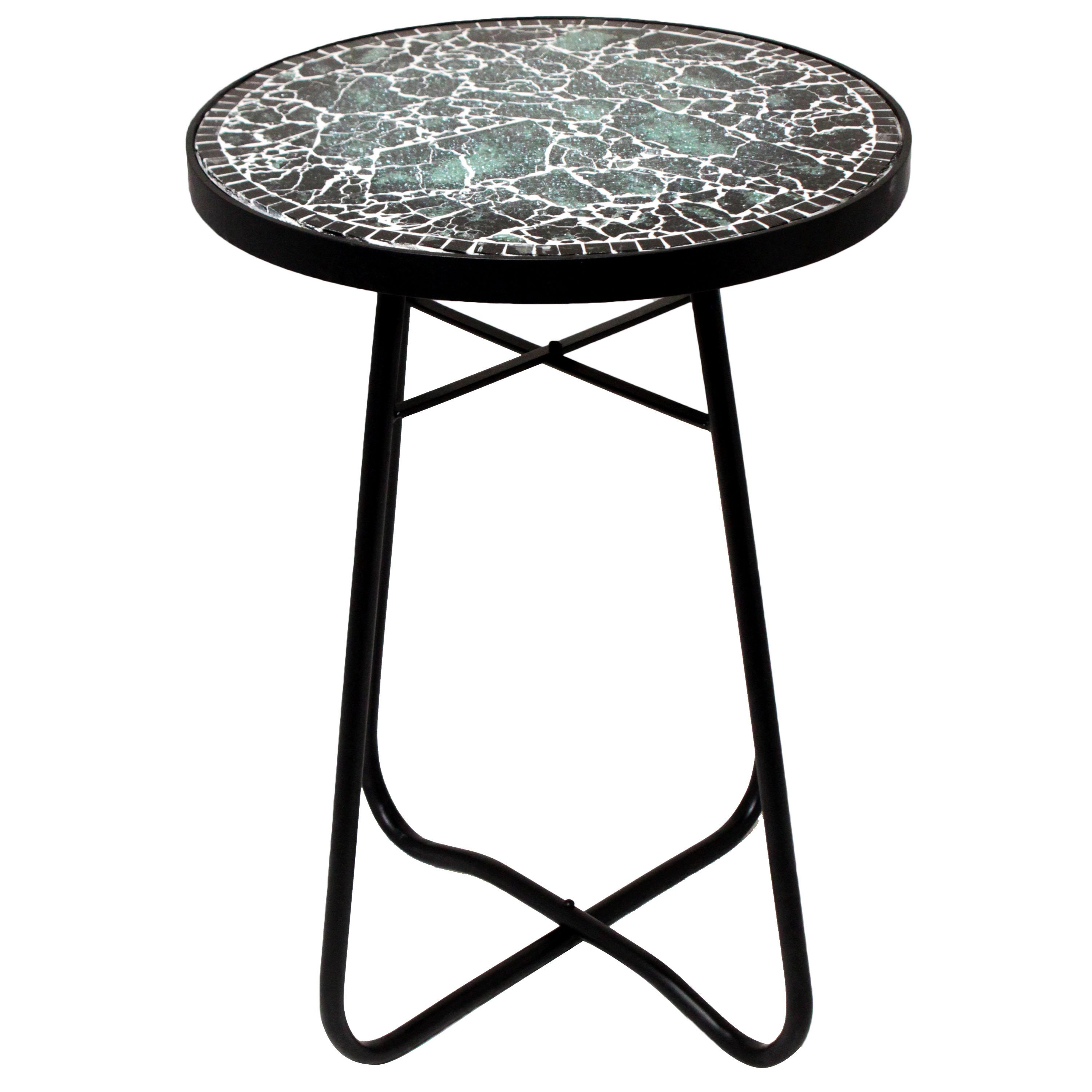 black mosaic round patio side accent table free shipping square outdoor today nautical themed floor lamps garden storage solutions vintage metal glass dining and chairs clearance