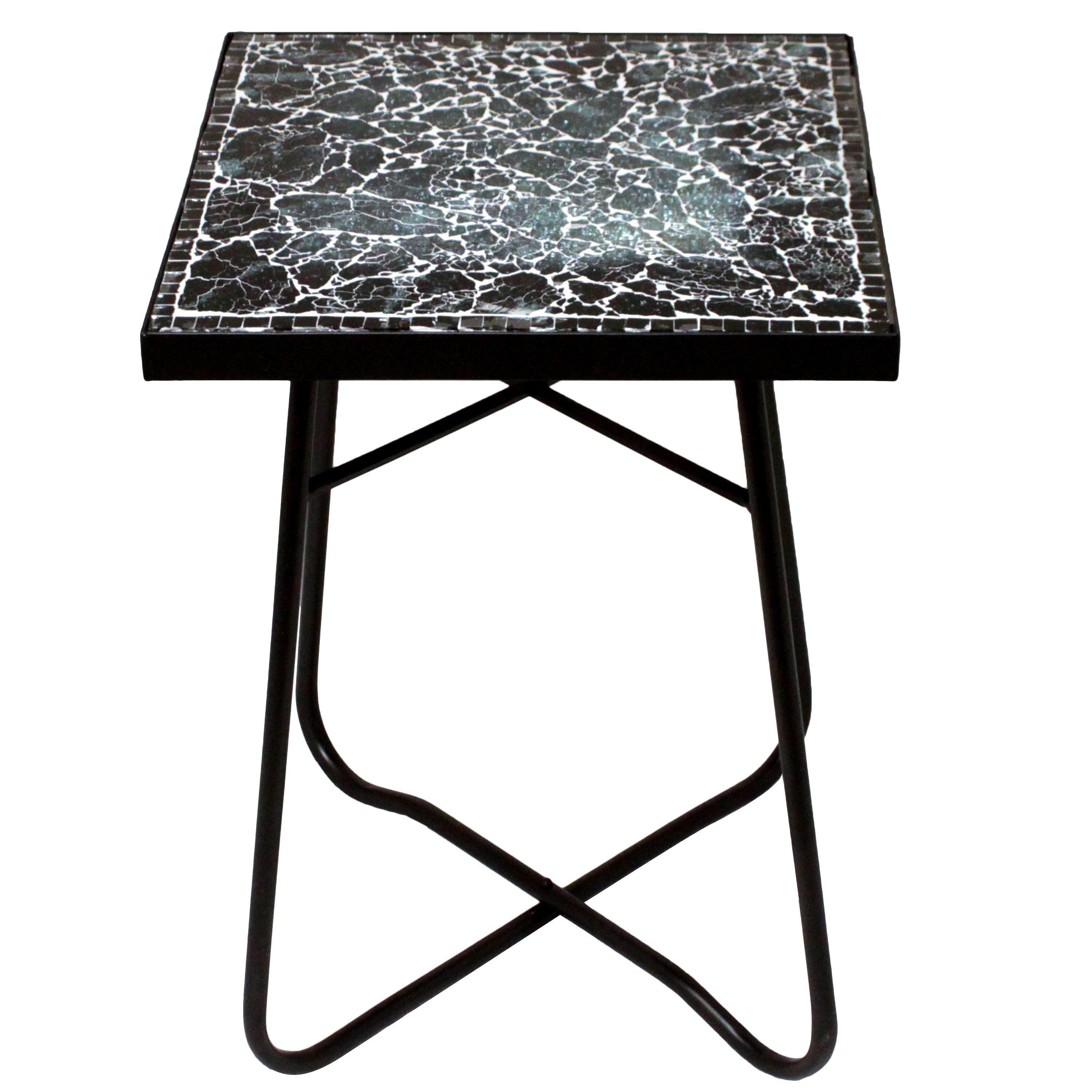 black mosaic square patio side accent table free shipping white today ikea round couch covers marble dinner rattan outdoor furniture bedroom packages circular cover industrial