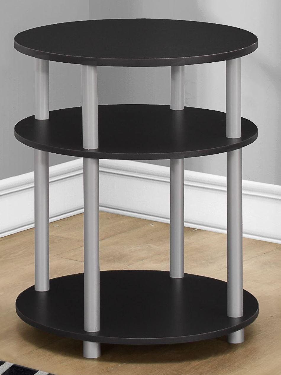 black round accent table from monarch coleman furniture and small tall contemporary console tables narrow cabinet mirage mirrored side with cooler blue oriental lamps country end