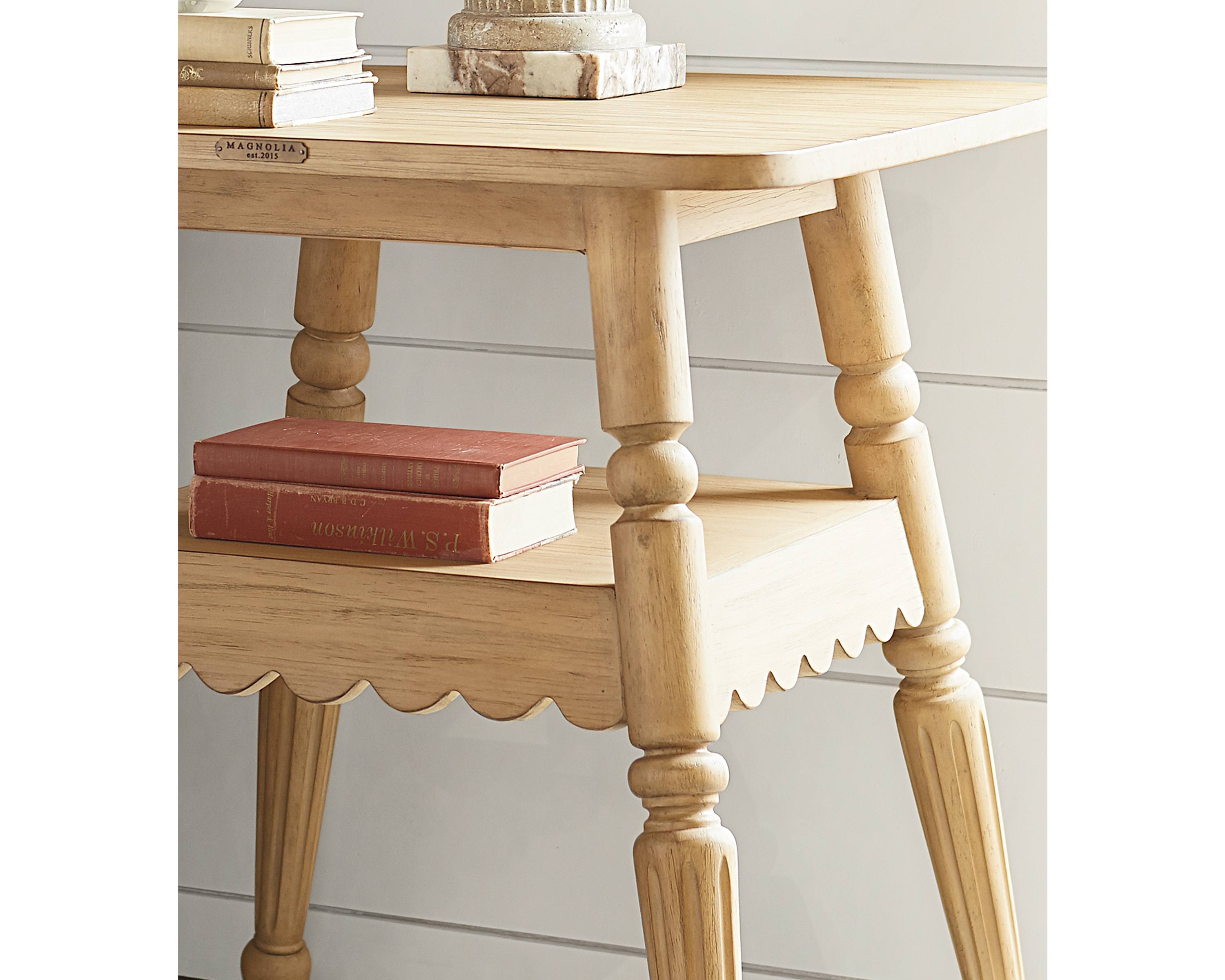 blithe accent table magnolia home frm detail kitchen our quaint wheat tastefully used end the living room well bedside its smooth round corners and cherry coffee with storage gold