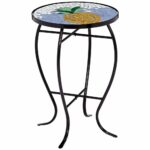blue and white pineapple mosaic round outdoor accent table style tile gold leaf gateleg small lamp ethan allen leather furniture chests consoles comfortable chairs west elm marble 150x150