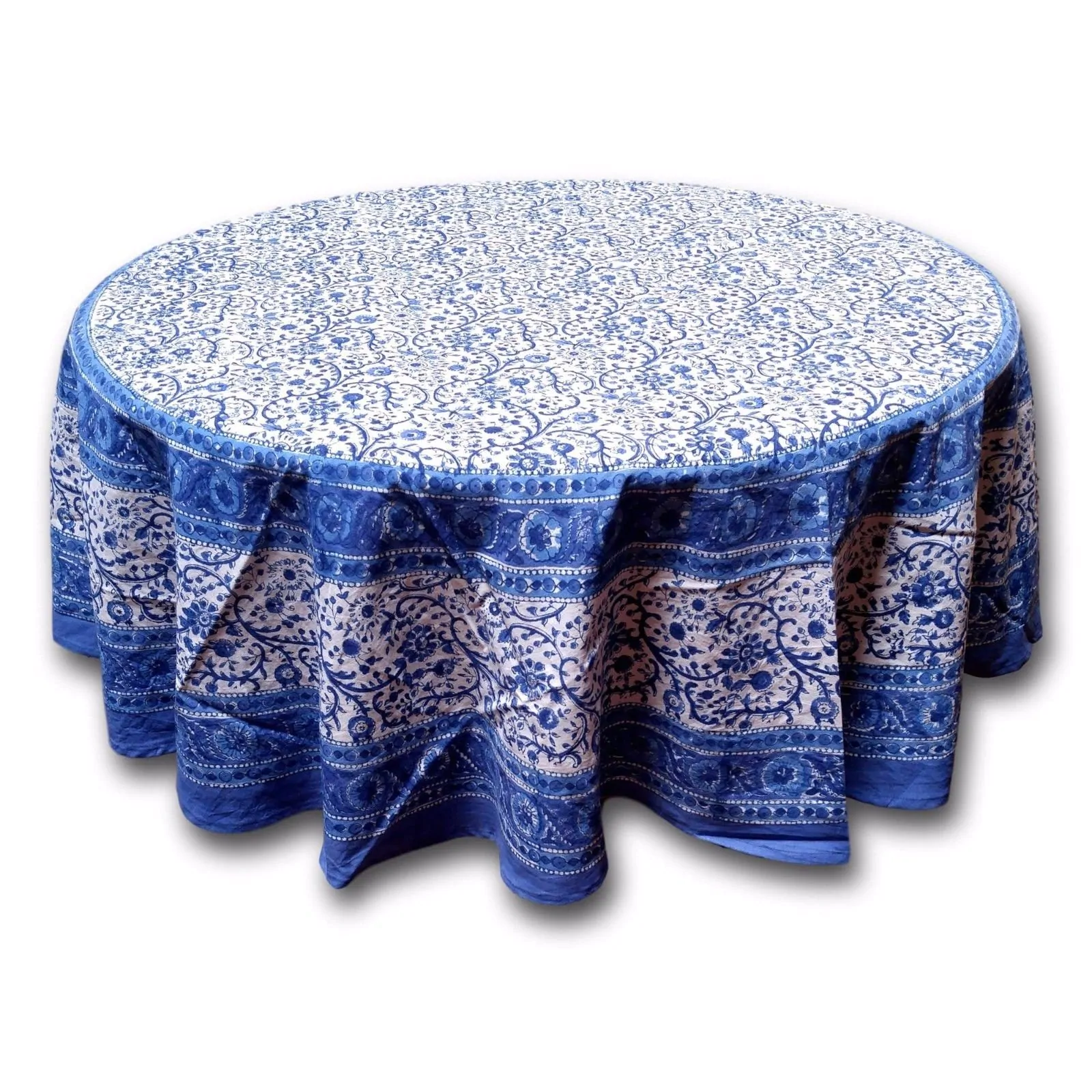 blue tablecloths our best table linens rajasthan block print floral round tablecloth rectangular cotton napkins placemats runner small accent covers decor monarch mirrored side