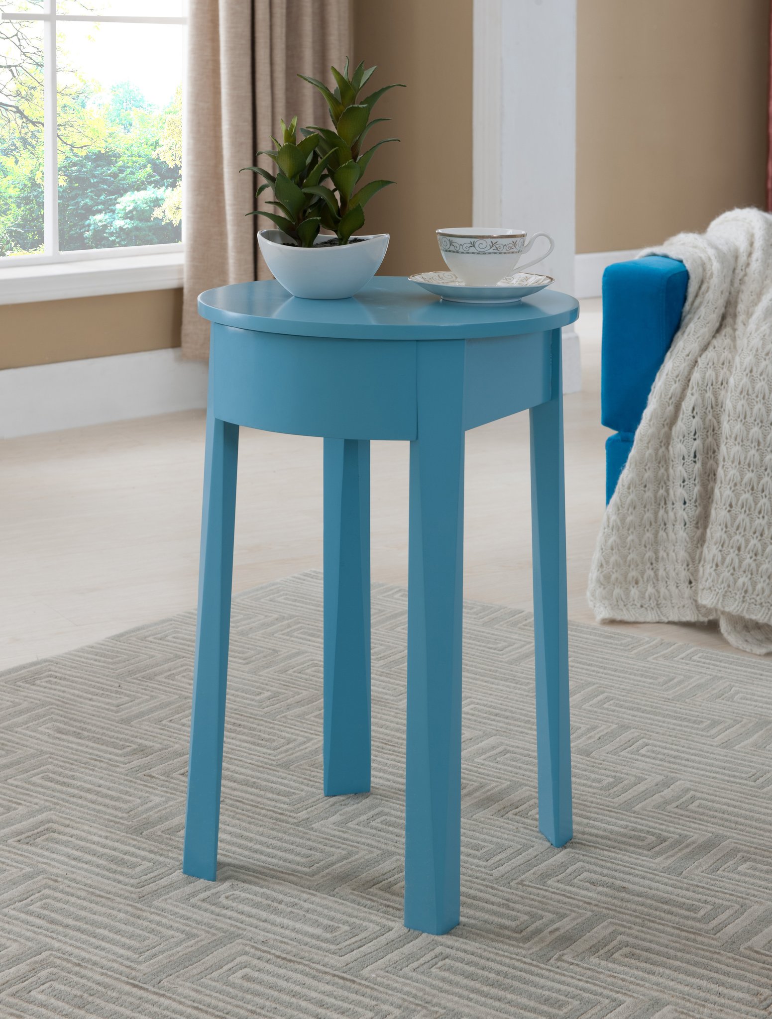 blue wood kids accent storage side table with drawer pilaster designs teal end big lots rugs rustic modern coffee cottage kitchen gold living room set square glass top target aqua