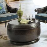 bombay outdoors madras hammered bronze drum coffee table outdoor accent brown patio furniture steel small width console square tablecloths tripod lamp rectangle trestle dining 150x150