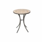 boracay beige ceramic and wrought iron inch round mosaic outdoor side table with tile top base free shipping today protector cover espresso wood end tables linen runner large 150x150