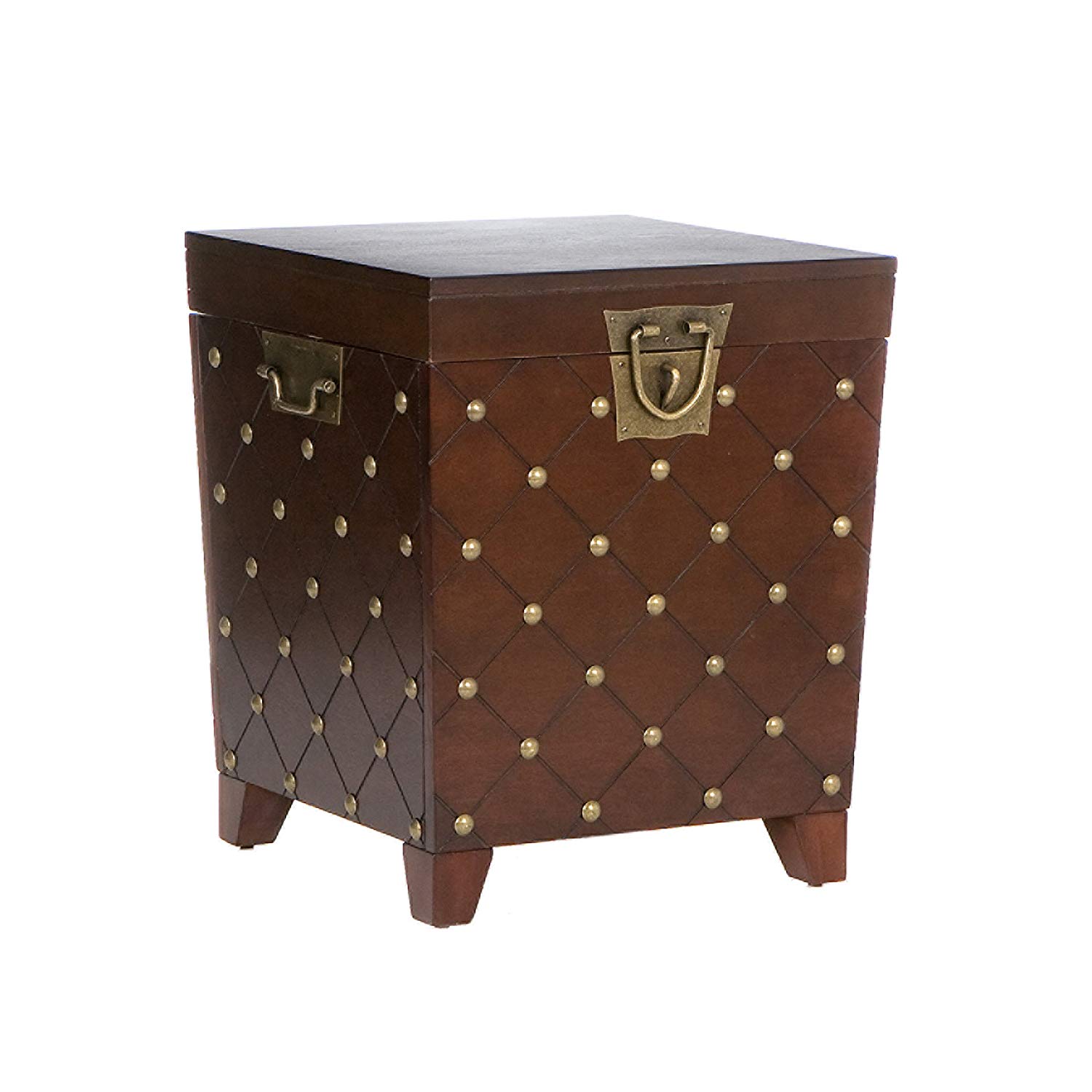 bowery hill nailhead trunk end table espresso accent with nailheads kitchen dining thin sofa cooler coffee target makeup vanity ashley furniture tables resin outdoor day dark blue