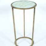brass accent table luxuryhaircare antique with shelf wrinkled linen finish discoveries wooden patio chairs outdoor side ice bucket white decorative storage cabinet trunk end 150x150