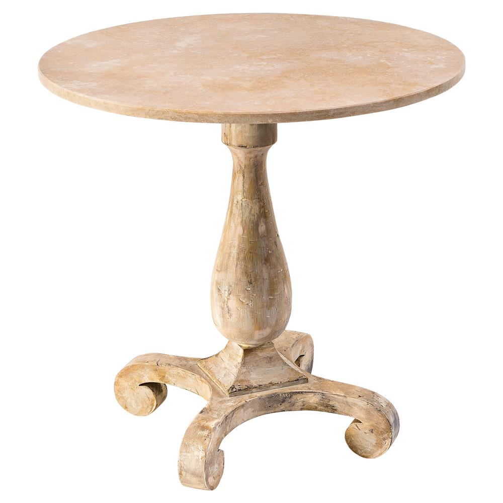brigitte french country antique oak travertine top round bistro product better homes and gardens mercer accent table vintage kathy kuo home mirror end tables hallway target giant