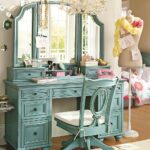 brilliant three mirror vanity fineboard dressing table set with turquoise accent paint awesome panel furniture design and completed way sided fold part piece makeup modern card 150x150
