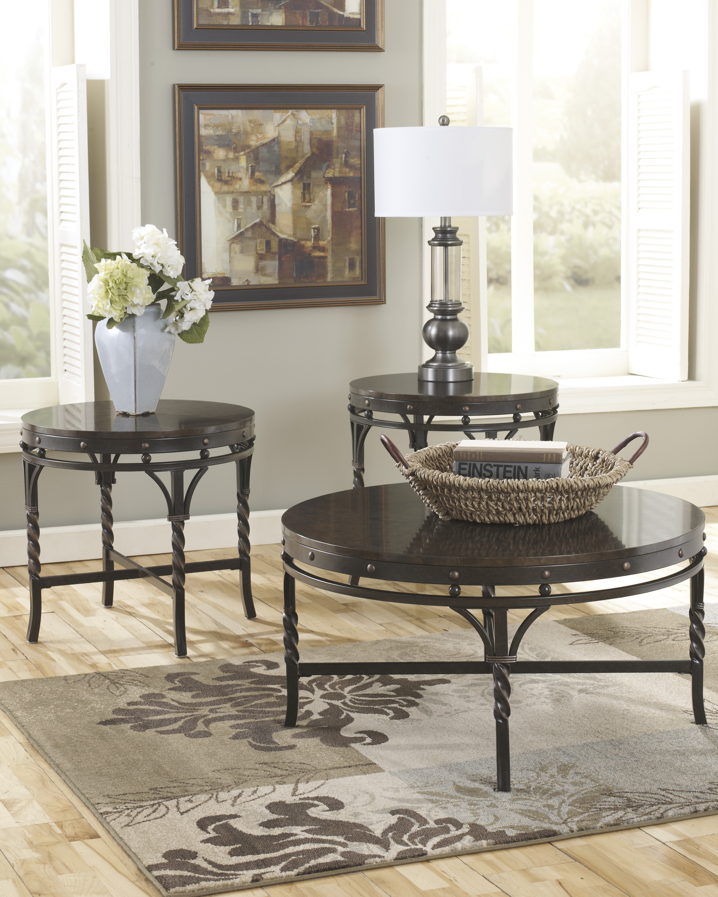 brindleton table set brown furniture showplace accent with nailheads lightbox antique round claw feet entrance ideas patio dining bench island county inch wall clock ashley end