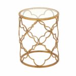 bring style your home while adding practical table space clarissa metal accent with this distinctive piece the ornate goldtone base features open geometric skinny glass tall 150x150