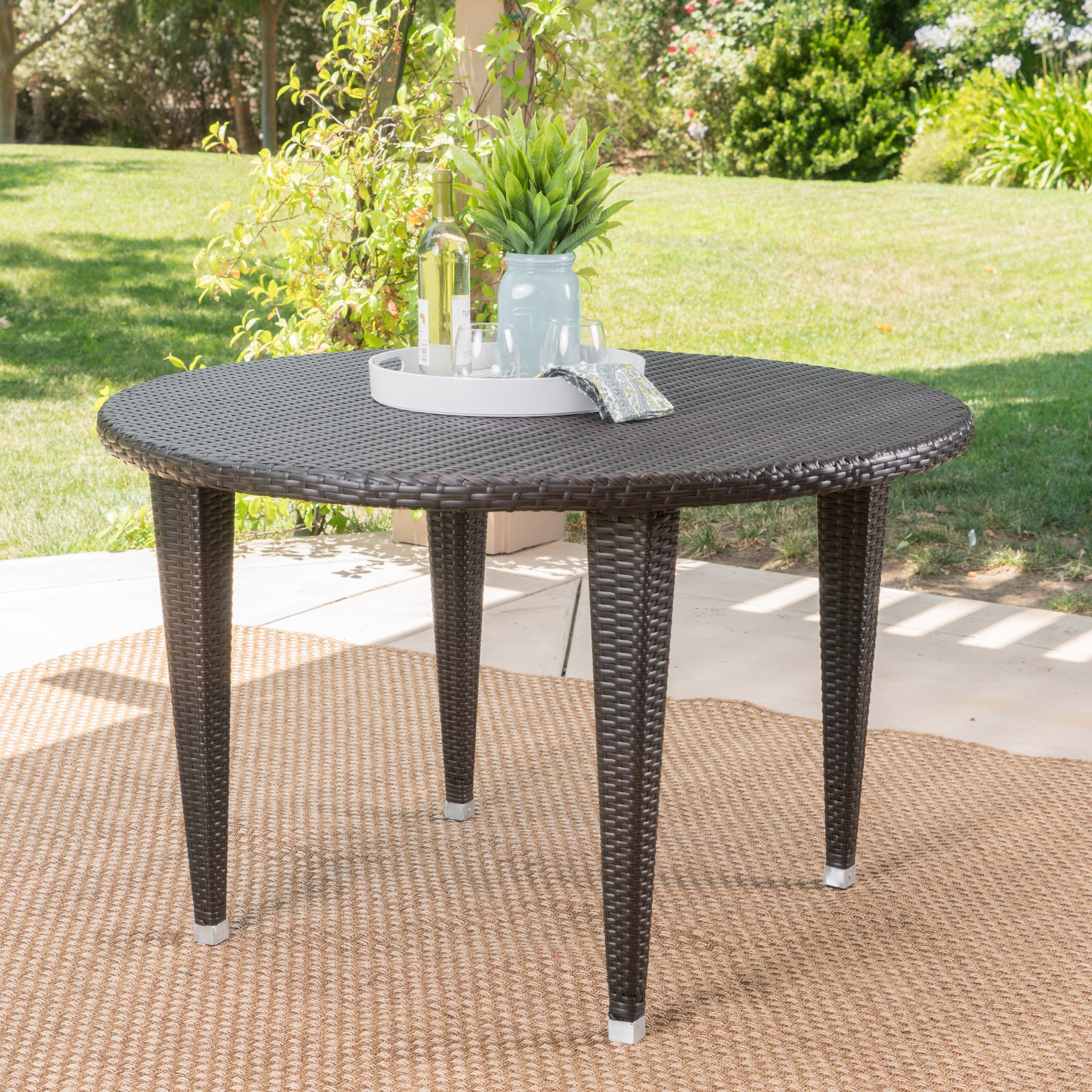 brown wicker side table find outdoor get quotations dunedain round dining multi slim console with drawers small nightstand lamps black and white decorations nesting sofa tables