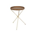 brown wood and iron silver round tray accent table the home end tables with metal top gallerie sofa windham cabinet target living room lamp sets coffee nest underneath mirror 150x150