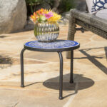 bryan outdoor ceramic tile side table with iron frame blue and white accent hand painted furniture teal bedroom accessories small cocktail tables for spaces used concrete console 150x150