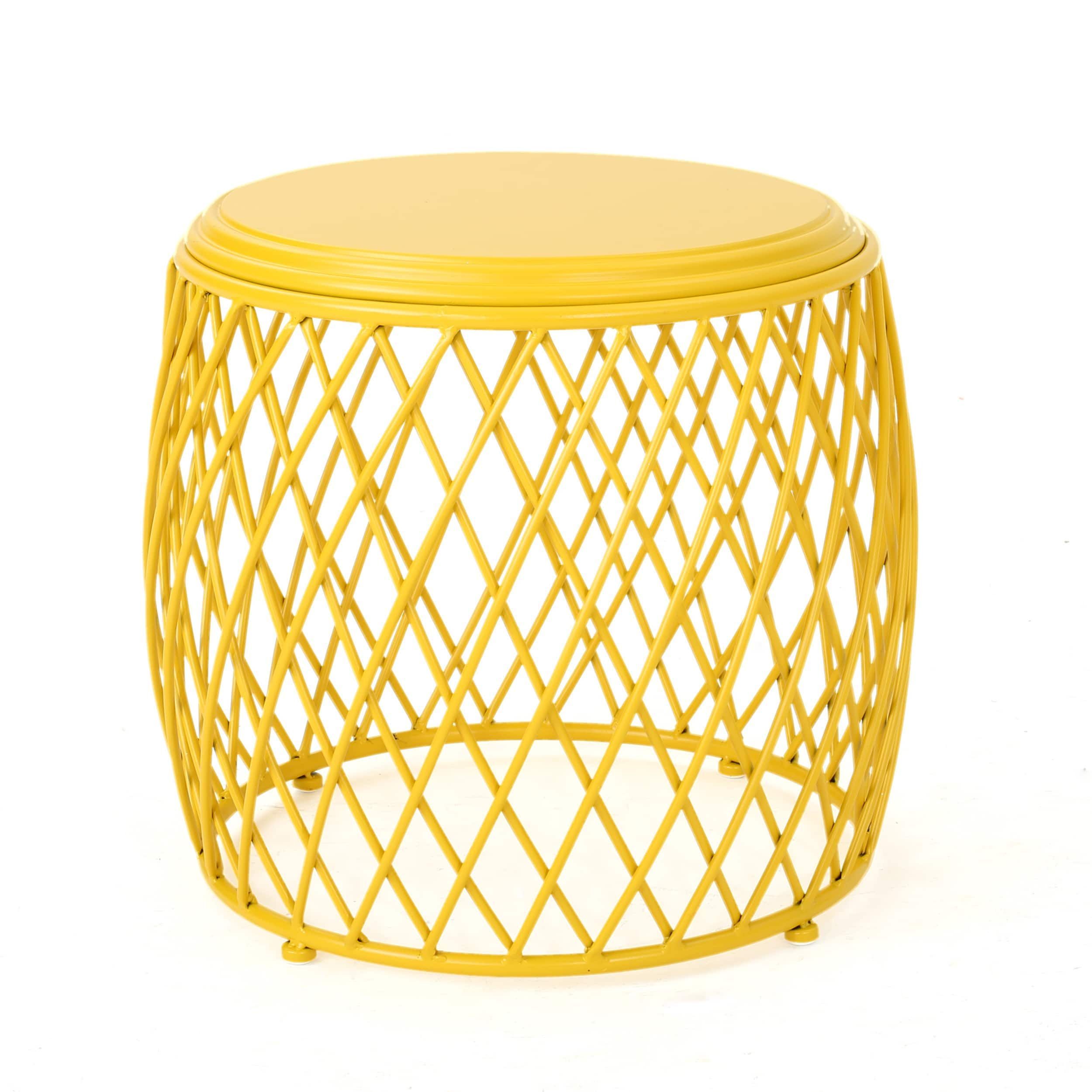 bryony inch round lattice side table christopher knight home outdoor yellow matte green nate berkus marble dining with leaf stanley furniture toddler drum stool floor standing
