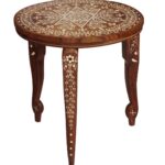 bulk source hand carved decorative wooden accent table with vintage wood round top detachable beige tablecloth diy end plans orange home accessories inspired couch wicker target 150x150
