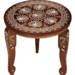bulk whole hand carved decorative wooden accent table with wood round top detachable turquoise patio umbrella skinny white pottery barn art wire end yellow home accessories small 150x150