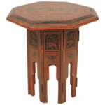 burmese red and black lacquered octagonal accent table for antique style light lamp wood block side round with white tablecloth coffee chairs under chrome chandelier corner bench 150x150