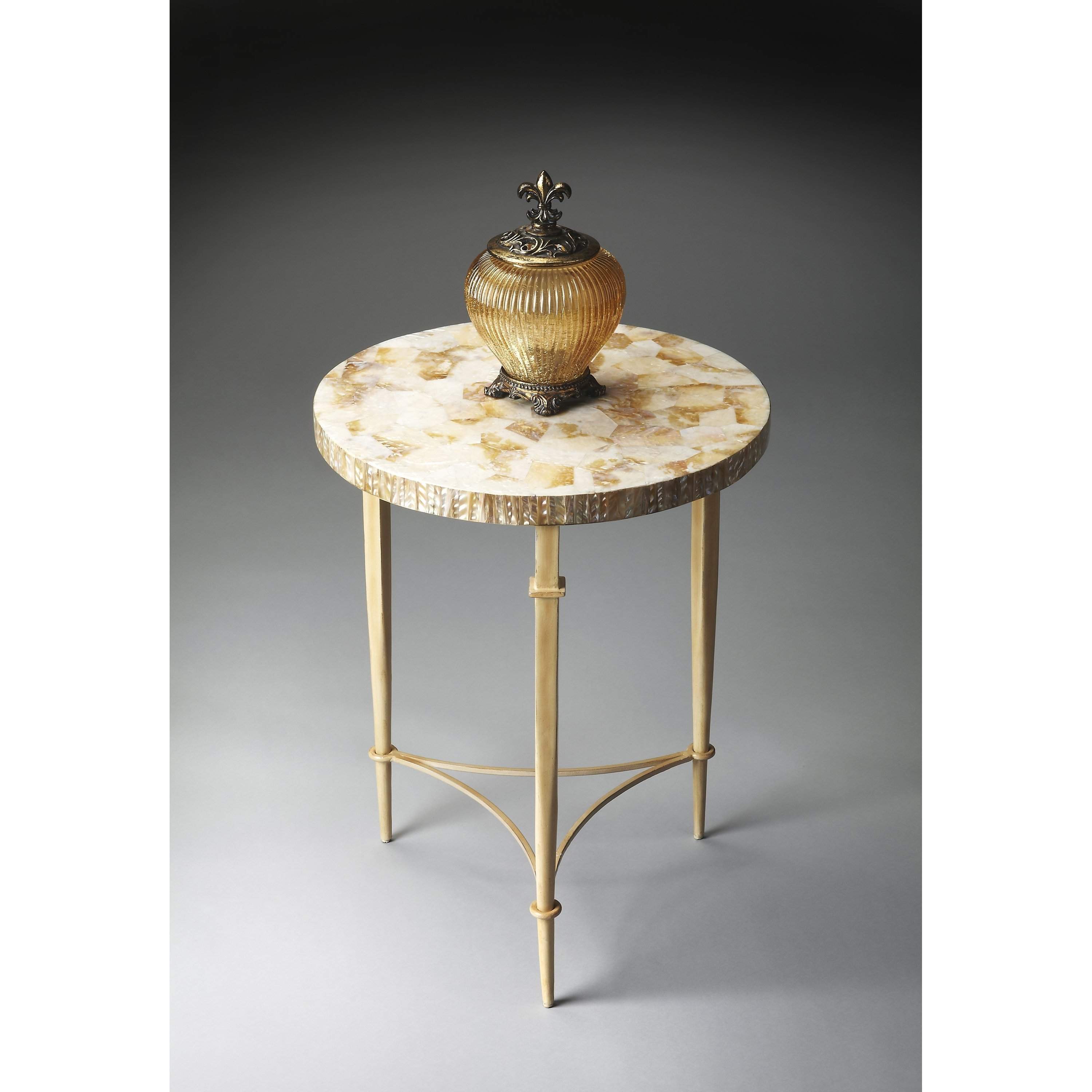 butler marlena round shell accent table products embodying classic art deco design this stunning features luminous tabletop carefully balcony furniture small patio and chairs