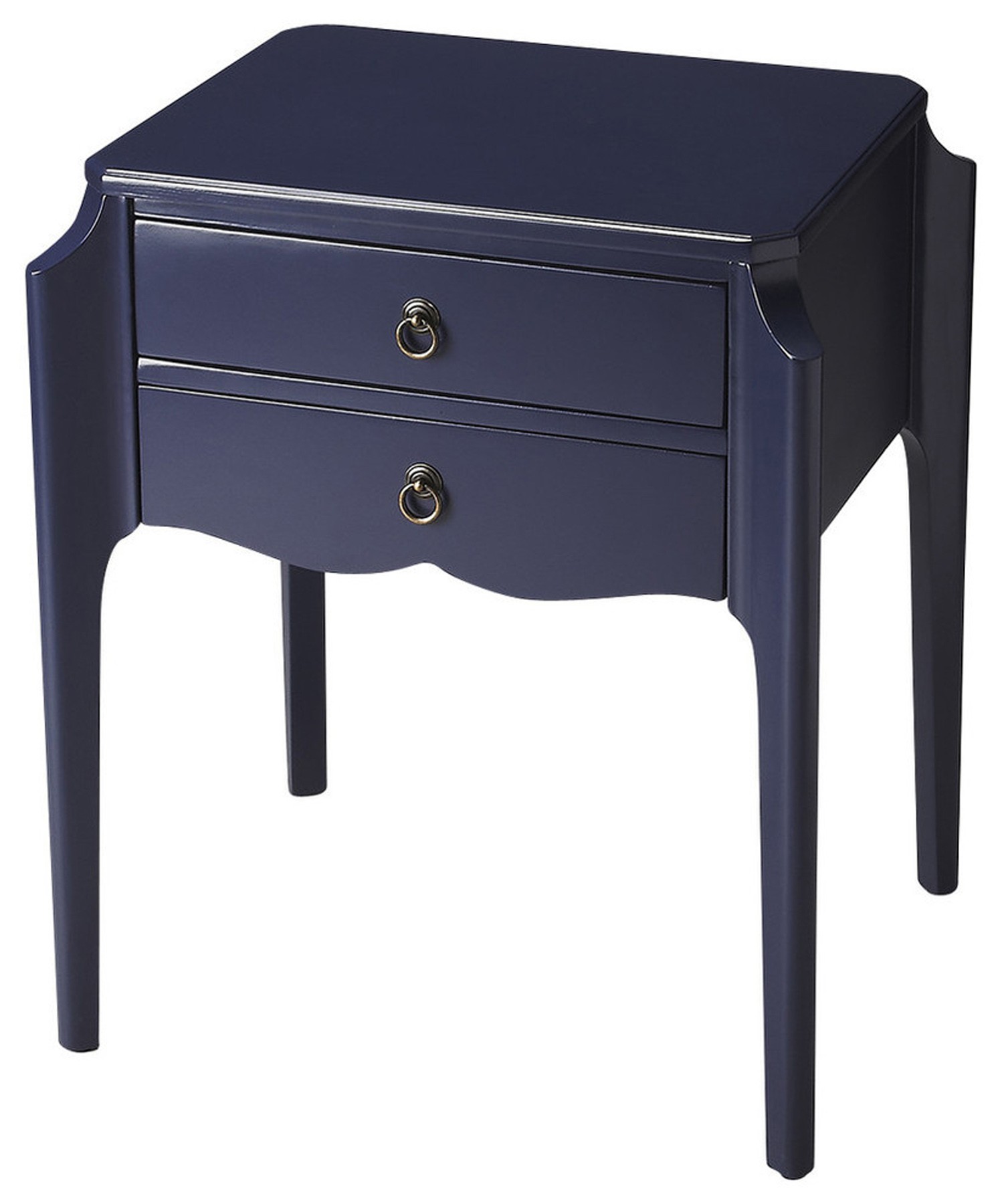butler specialty navy blue wilshire two drawer accent shaped table tables bedroom console porcelain lamp modern rustic wood coffee with storage small white gloss round entryway
