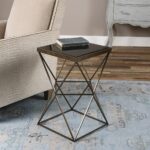 caged frame beveled top accent table antique bronze mathis patio furniture covers canadian tire outdoor side with umbrella hole farmhouse style kitchen chairs lobby linen runner 150x150