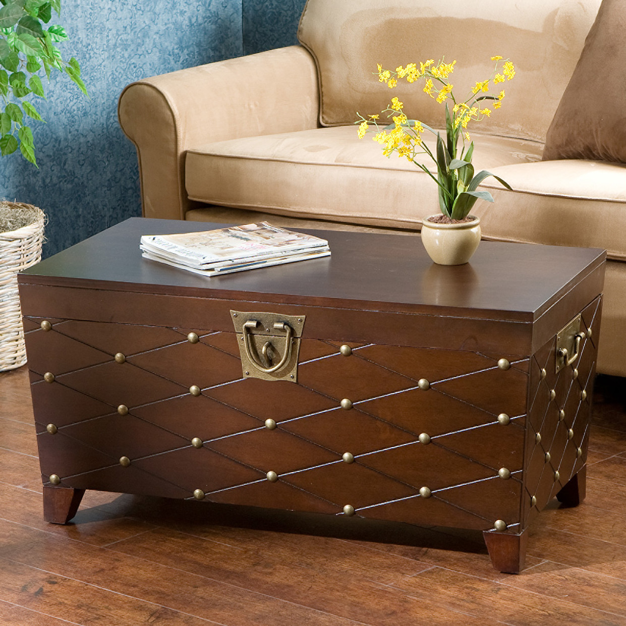 cainhoe nailhead trunk coffee table astoria grand review accent with nailheads furnitures mania mirrored bedside lamps square metal end wicker storage nickel legs west elm wood