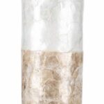 capiz shell uplight accent table lamp mermaid beach and nautical lamps features shells cylindrical form accented beige brown white colors place bulb inside display your indoor 150x150
